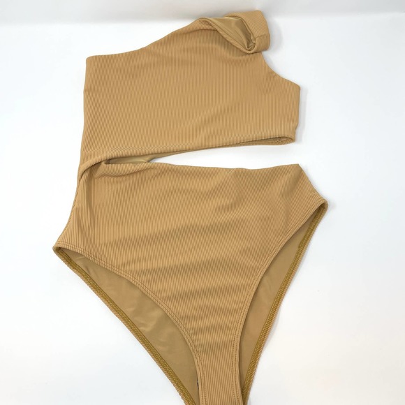 Beach Riot Celine Ribbed One Piece Bathing Suit In Golden Sands Small New - Picture 3 of 11